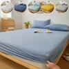 Cotton Fitted Sheet with Elastic Bands Non Slip Adjustable Mattress Cover for Double King Queen Bed Non-Slip Solid Color