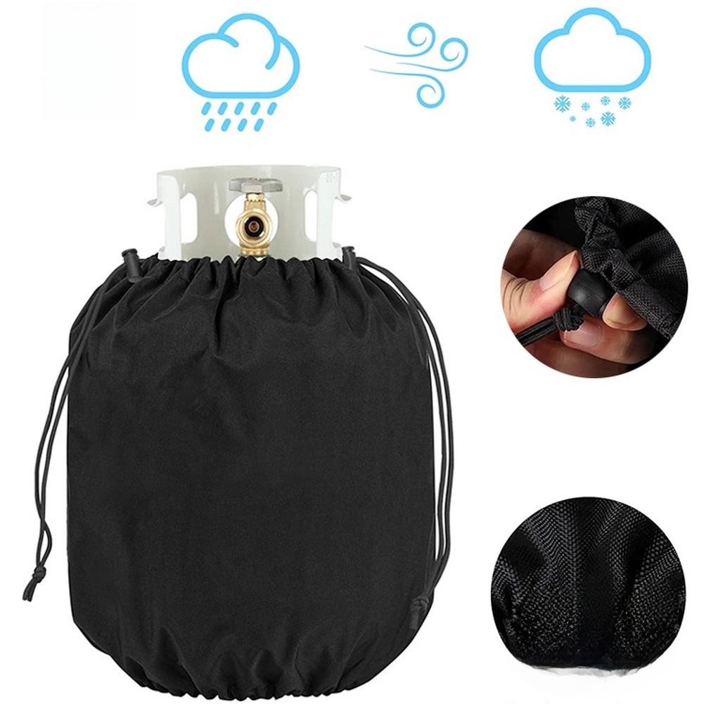 Outdoor Gas Tank Dust Cover Compatible with Standard Propane Cylinders Featuring Waterproof 210D Oxford Fabric and Elastic Edge