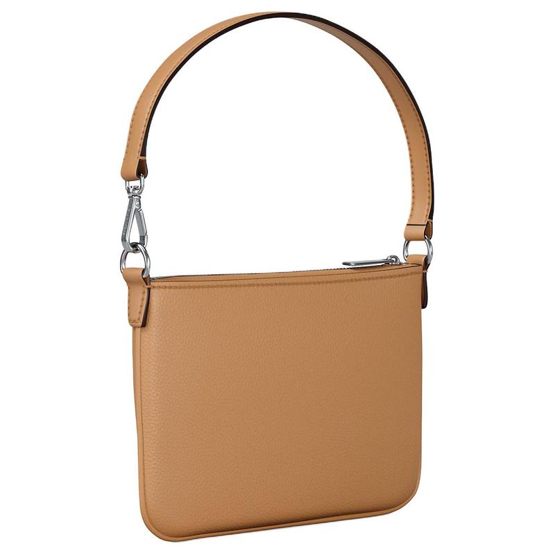 Michael Kors Клатч из кожи с логотипом Jet Set, ручка, маленький, женский, коричневый