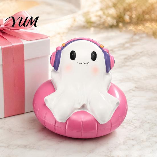 Tiered Tray Decor Summer Halloween Ghost Figurine, Small Resin Cute Tropical Beach Statue with Haunted House Decoration Float Garland Sunglasses
