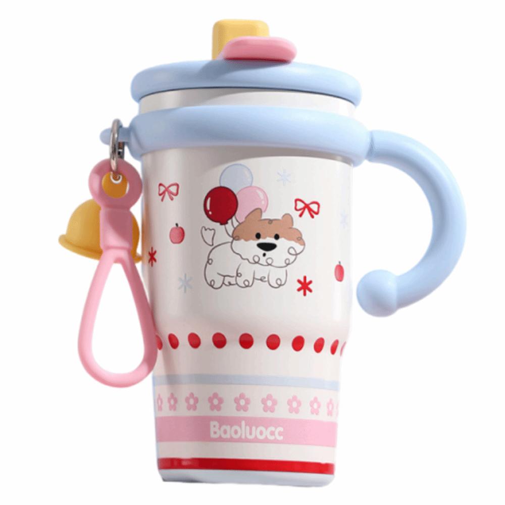 600ml Thermal Water Bottle Creative Cute Outdoor Insulated Mug with Handle Keeps Cold and Heat Cartoon Vacuum Flask Office