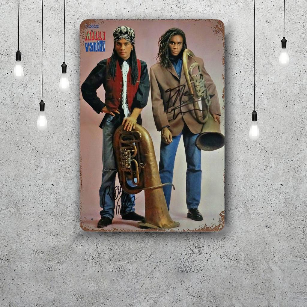 Milli vanilli Декоративный плакат Винтажная жестяная табличка Металлическая табличка Декоративная табличка для паба Бара Мужской пещеры Клуба Настенное украшение