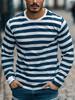 Retro Striped Graphic Long SLeeve T Shirts For Men Simple Fashion Spring Autumn 3D Printed T-shirts Casual Oversized Tees Tops