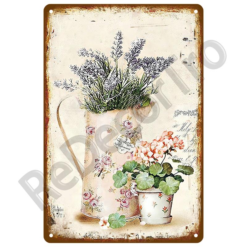 Vintage Metal Plaque Plates Decor Garden Flower Rules Metal Sign For Pub Bar Home Wall Decor Art Tin Signs Flower Poster Gift
