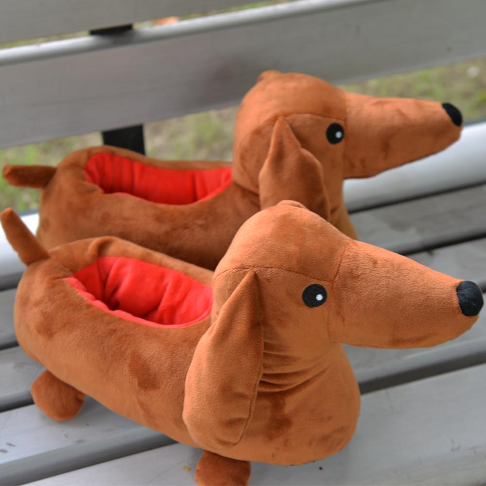 Adorable Dachshund Plush Slippers Cozy Cartoon Design For Comfortable Home Use