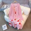 New Long-sleeved Knitted Cardigan Floral Halter Dress Set for Plus-size Women's Clothing In Spring and Autumn