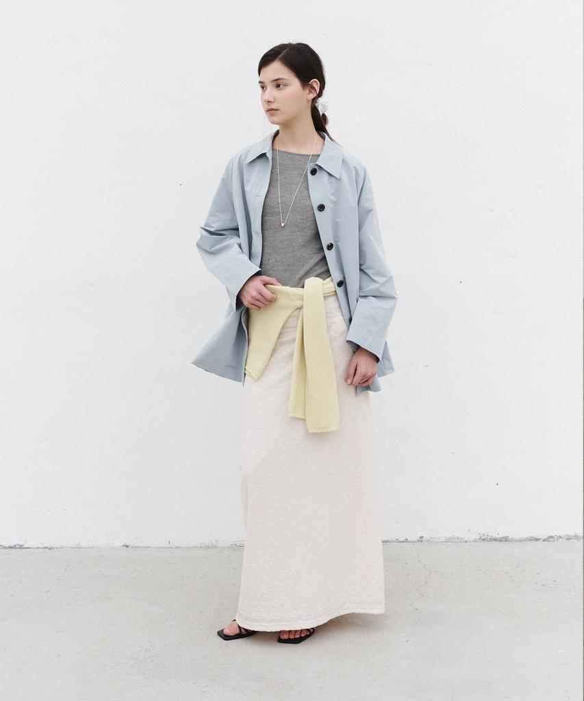 BCOMELY Sia Cotton Half Trench Coat_Grayish Blue