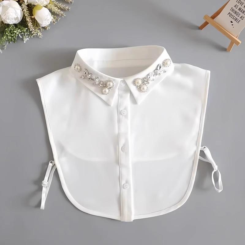 Fashion White Detachable Fake Collar Women's Lace Chiffon Lapel Half Shirt Tie False Collar Woman Fashion Accessory for Women