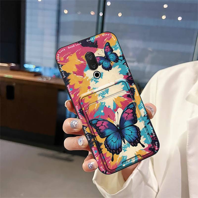 Cute Card Bag Phone Case For Meizu 15/15 Lite Fashion Design Dirt-resistant Soft Case Card Slot Cartoon Protective TPU