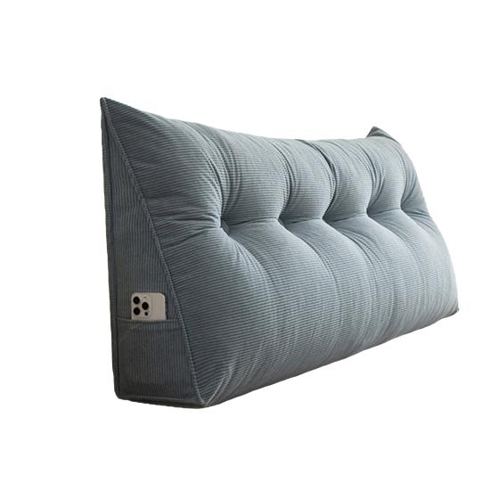 Headboard Wedge Cushion Corduroy Triangle Headboard Pillow with Side Pocket Ergonomic Back Support Daybed Pillow for Reading Sitting Working