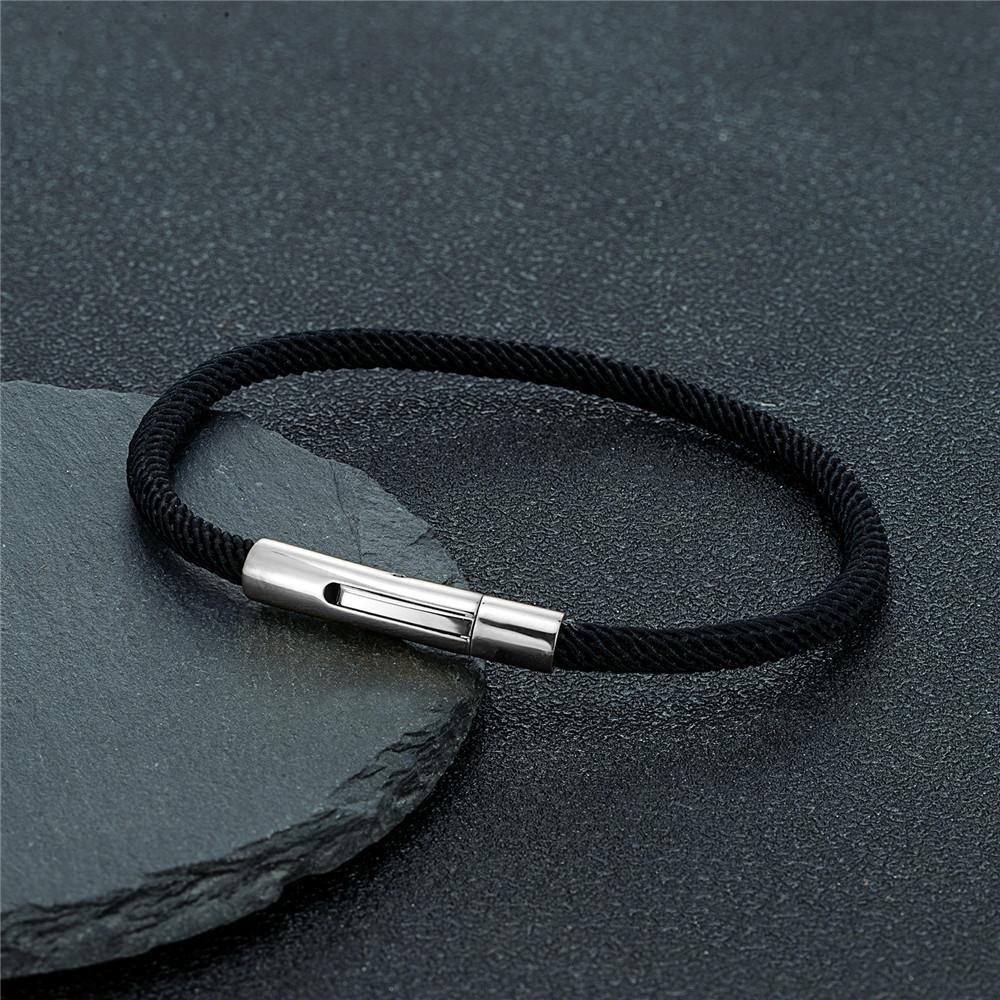 Trendy Men Minimalist Rope Bracelet Outdoor Camping Rescue Emergency Rope Bracelet For Women Stainless Steel Snap Clasp