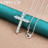 925 Sterling Silver Cross Zircon 16/18/20/22/24/26/28/30 Inch Pendant Necklace For Women Wedding Fashion Charm Jewelry