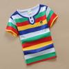 Футболка с короткими рукавами для мальчиков. Детская одежда для девочек. Хлопковое летнее платье из двух частей в маленькую, среднюю и большую полоску.