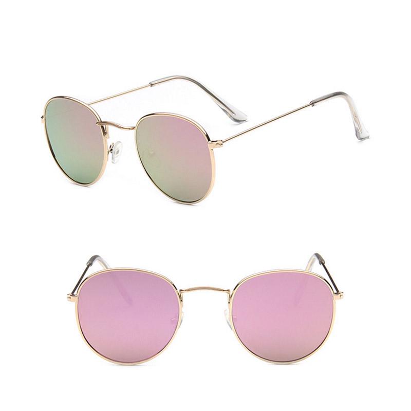 Мода Мода Круглая Рамка Стеклянные Аксессуары Солнцезащитные Очки Светоотражающий Тени Тенденция Красочные Для Женщин Анти-УФ