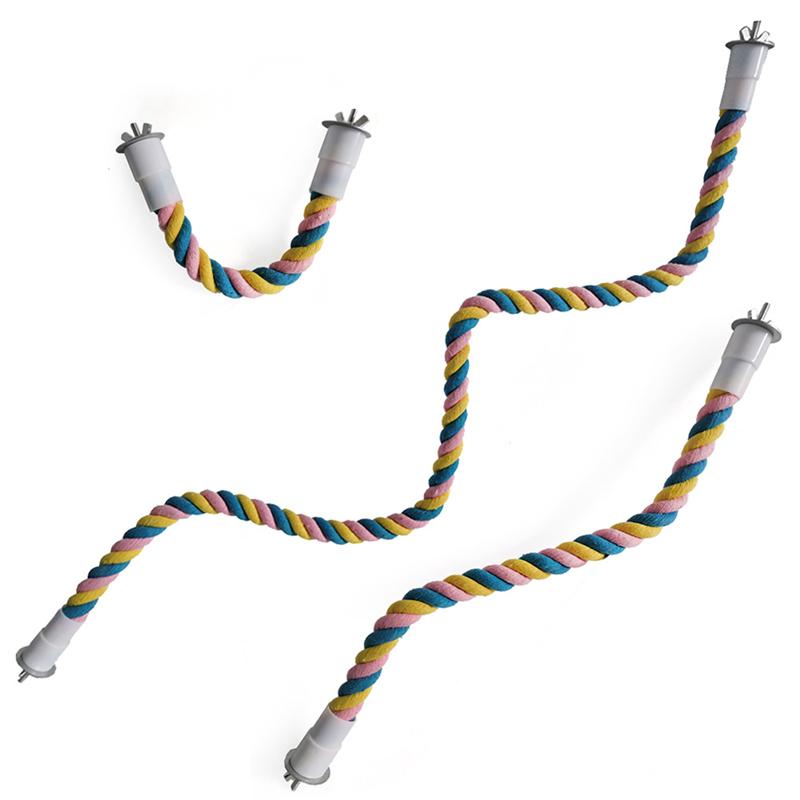 1PC Pet Bird Bite Toy Parrot Color Cotton Rope Toys Elastic Parrot Climbing Toys Sturdy Bird Swing rope Pet Cage Toy Swing Stand
