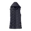 Womens Long Vest Sleeveless Quilted Hoodies Zip Up Puffy Down Vest Outerwear Winter Coats With Pockets