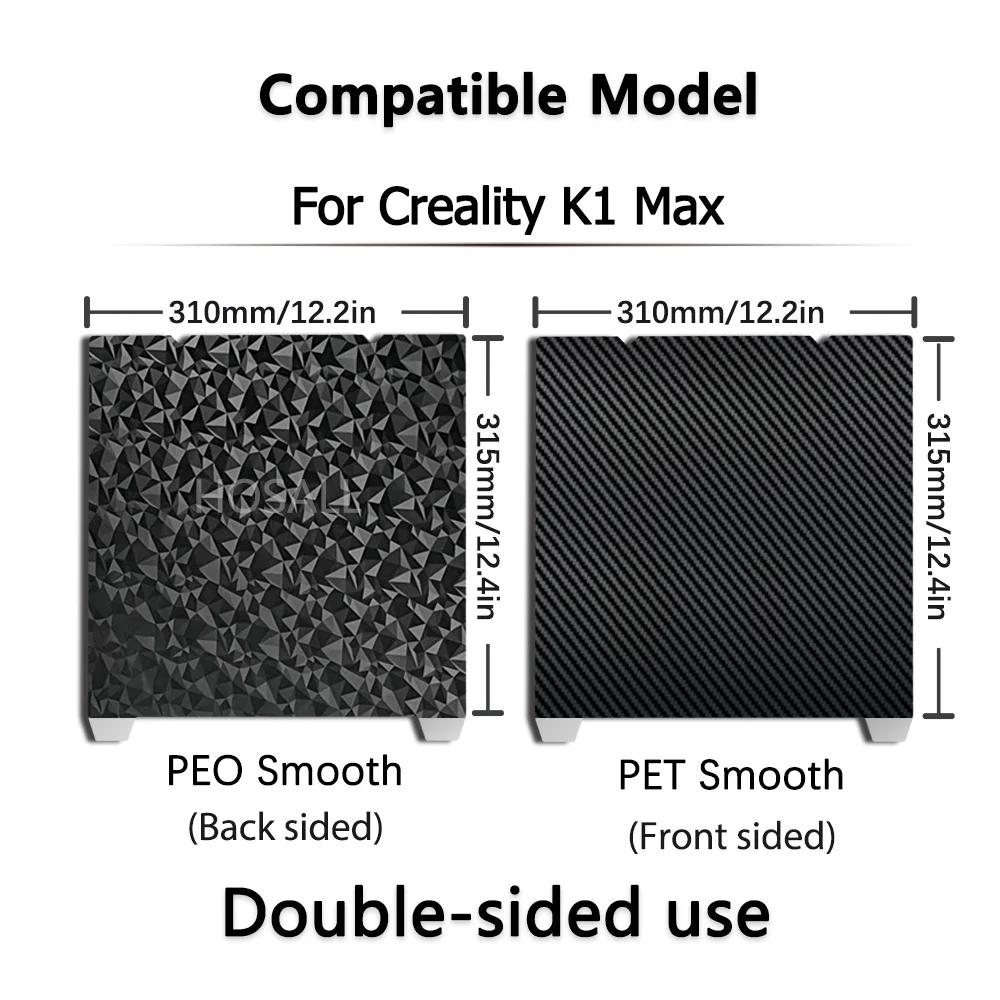 Build Plate For Creatily K1 Max 3D Printer Bed Platform (With Magnetic Base) 310x315 PEI Textured Smooth Sheet Double Sided Use