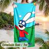 Simon Super Rabbit Beach Towel, Personalized Custom Text, Quick Dry Soft Large Towel For Swimming Pool Travel