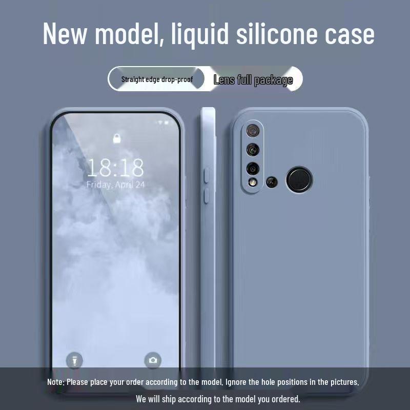 Чехол из жидкого силикона для Huawei P20 Lite 2019 - Полное покрытие, Защита от падений, Однотонный, Приятный для кожи.