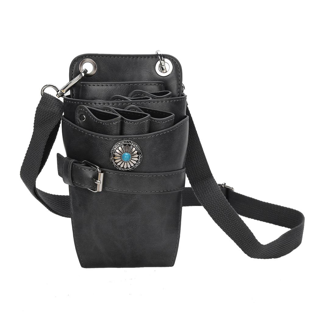 Hair Scissors Shear Bag Professional Retro Soft Hairdressing Toolbag Pouch Barber Cases Black