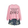 Womens Oversized Cotton Blend Hoodie Sweatshirt With Graphic Print Winter Casual Wear