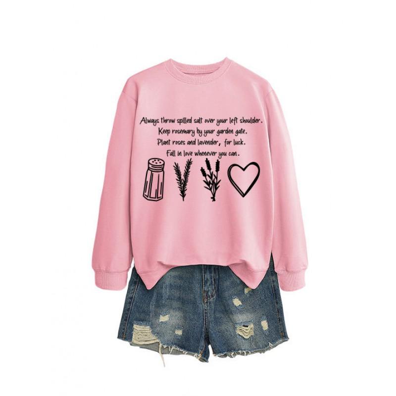 Womens Oversized Cotton Blend Hoodie Sweatshirt With Graphic Print Winter Casual Wear