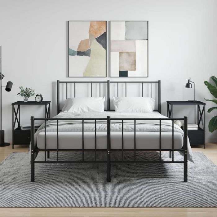 VidaXL Tables de chevet 2 pcs noir 50x41x65 cm bois d’ingénierie 826084