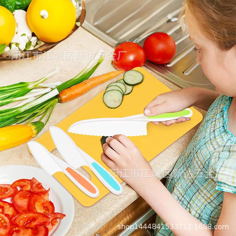 17PCS Kids Kitchen Playset Toddler Safe Plastic Knife Set Toy Cutlery Cutting Board Play Food Pretend Cooking Utensils Gift for Boys Girls