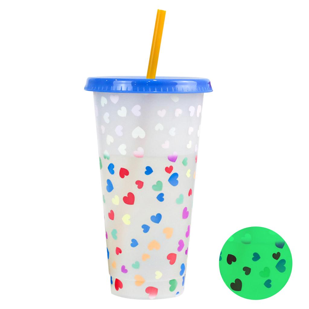 710 мл многоразовые с соломинками, креативные чашки для воды, меняющие цвет, чашка с крышкой, волшебный пластик, меняющий цвет холодной воды