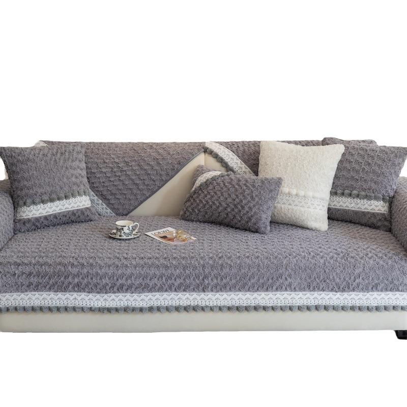 Cream Wind Plush Sofa Cushion, Universal In All Seasons, Non-Slip Seat Cushion, Light French All-Inclusive Leather, Sofa Cover, Towel Cover Cloth