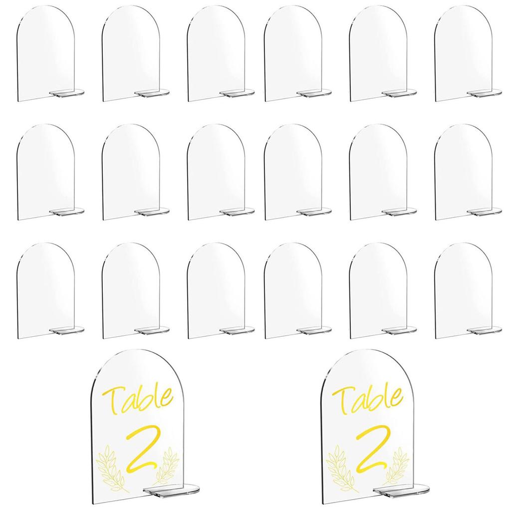 5/10/20Pcs Clear Acrylic Arch Sign with Stand Blank Name Tags Wedding Table Number Holder Place Card Party Wedding Decoration