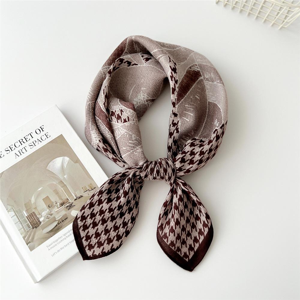 65 Fashion Style Cotton And Hemp Small Square Scarf For Women'S Professional Decoration Scarf Dual Use Shawl Outer Wear Spring And Autumn Scarf