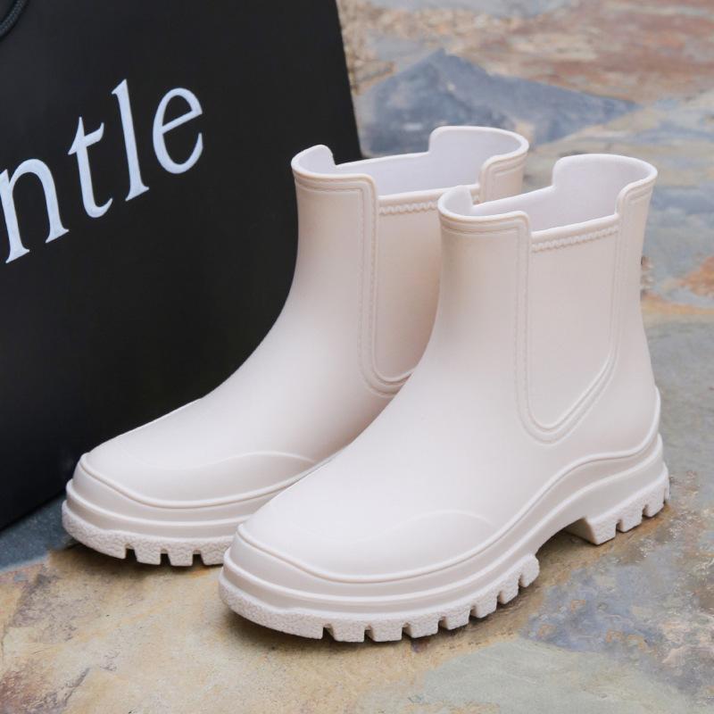 Water shoes Japan and Korea fashion Chelsea short rain shoes women's rain boots Martin boots non-slip water boots rain boots adult PVC overshoes