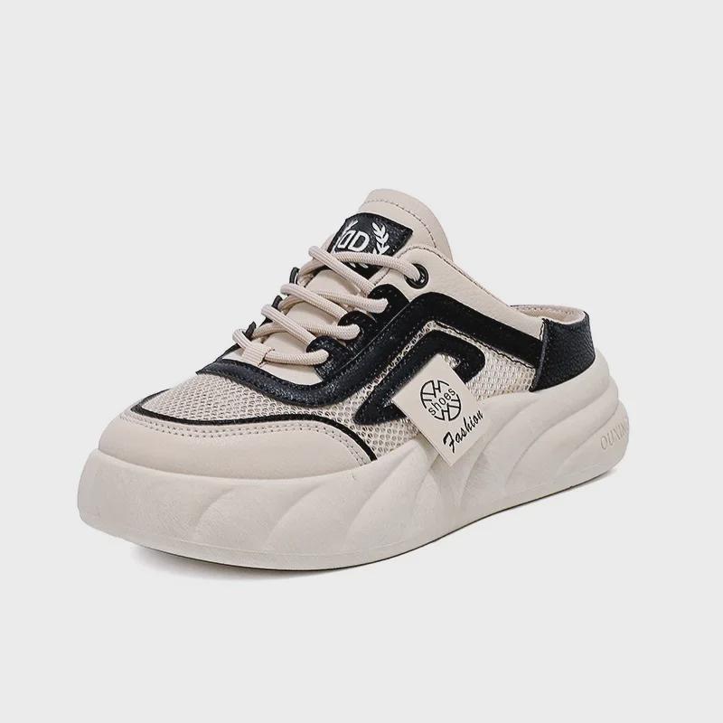 2025 Летние модные сетчатые белые женские тапочки с мягкой подошвой и дышащими свойствами - Новый стиль 6681