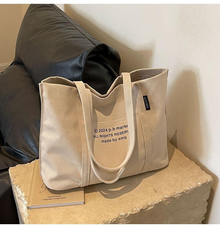 Сумка через плечо из холста с буквенным принтом, женская сумка-тоут, большая вместительная сумка для поездок на работу, школьная сумка для студентов