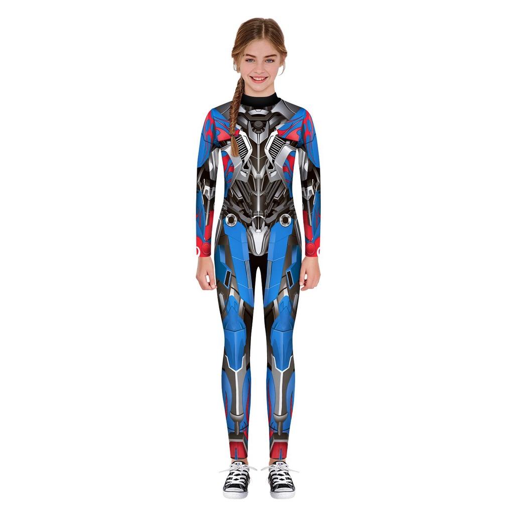 Stretchy Robot Armor Print Halloween Cosplay Jumpsuit Bodysuit Costume