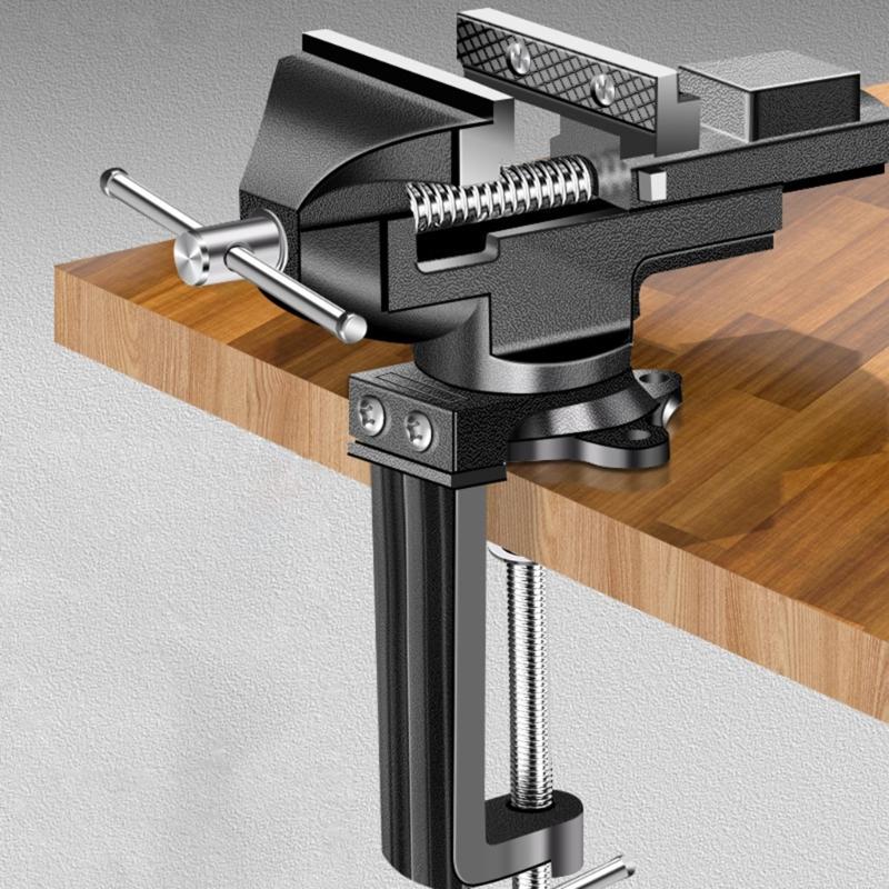 Многоцелевые тиски для верстака, настольные, зажимные, сверхмощные, с поворотным основанием, для деревообработки, металла