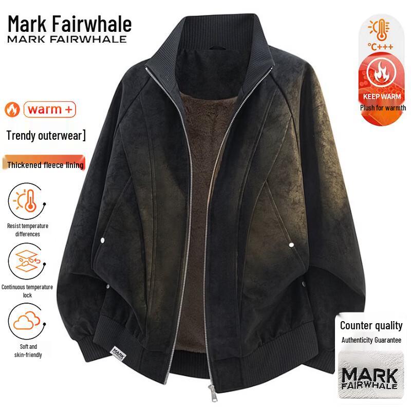 Mark Fairwhale Мужская куртка из ПУ-кожи с флисовой подкладкой в американском стиле