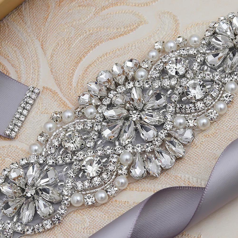 MissRDress Bridal Belt Wedding Belt Silver Sashes Crystal Wedding Belts