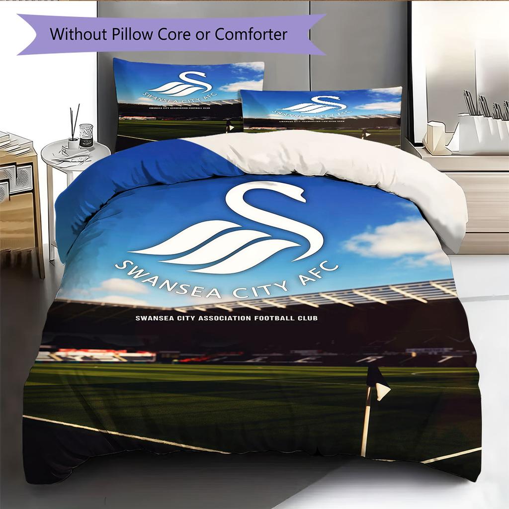 Swansea AFC Pattern Bedding Home Decoration Birthday Gift ( 1 duvet cover + 2 pillowcase, without core),fan merchandise.