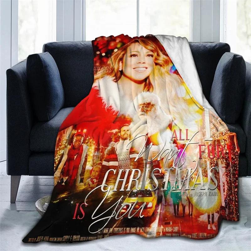 3D Print Mariah Carey Blanket Soft Sofa Cover Throw Blanket Fleece Tapestry Christmas Warm Bed Blankets for Bedroom Couch