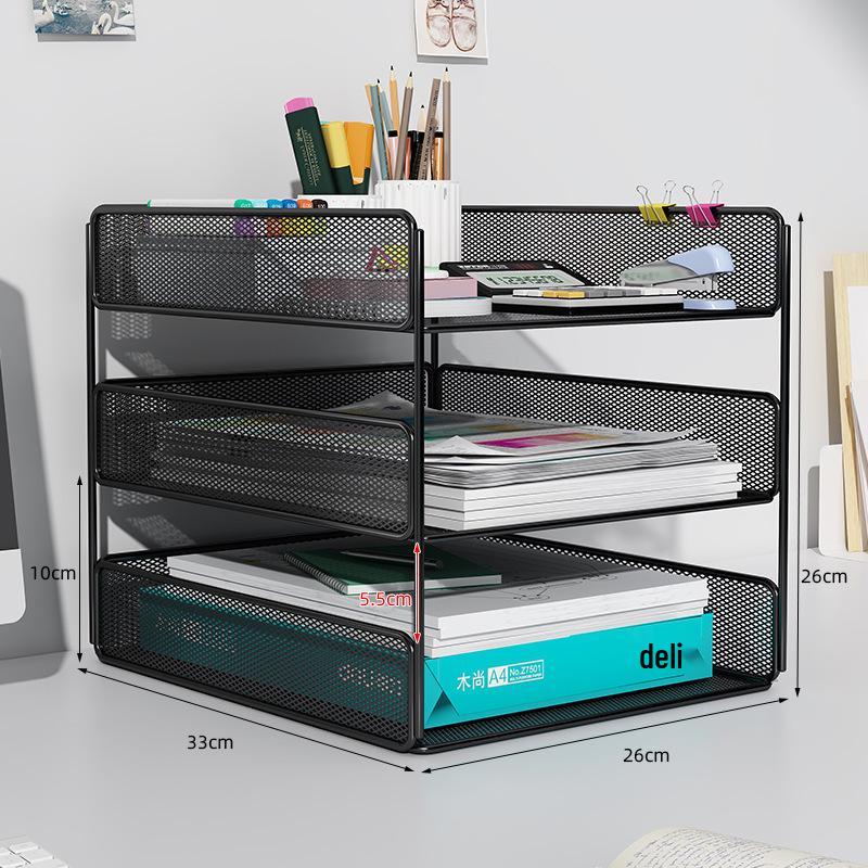 Настольный органайзер для офиса: Многоярусная стойка для файлов и коробка для хранения принадлежностей