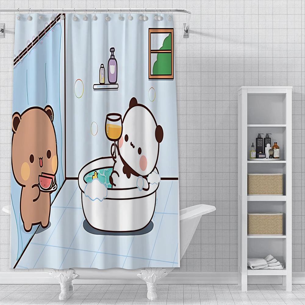Shower Curtain Waterproof Polyester Fabric Paint Colorful Cartoon Q-Quarto B-Bubu Bath Curtains Home Bathroom Decor With Hook