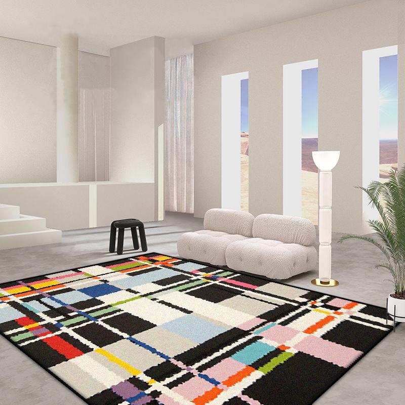 Французский стиль Простой черно-белый полосатый ковер Гостиная Украшение дома Спальня Прикроватный коврик Роскошный Кабинет Гардеробная Нескользящий коврик