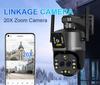 8K Wi-Fi камера безопасности с 20-кратным зумом, наружные четыре объектива, двойной экран, PTZ-камера, автоматическое отслеживание, CCTV IP, уличные камеры наблюдения Wi-Fi