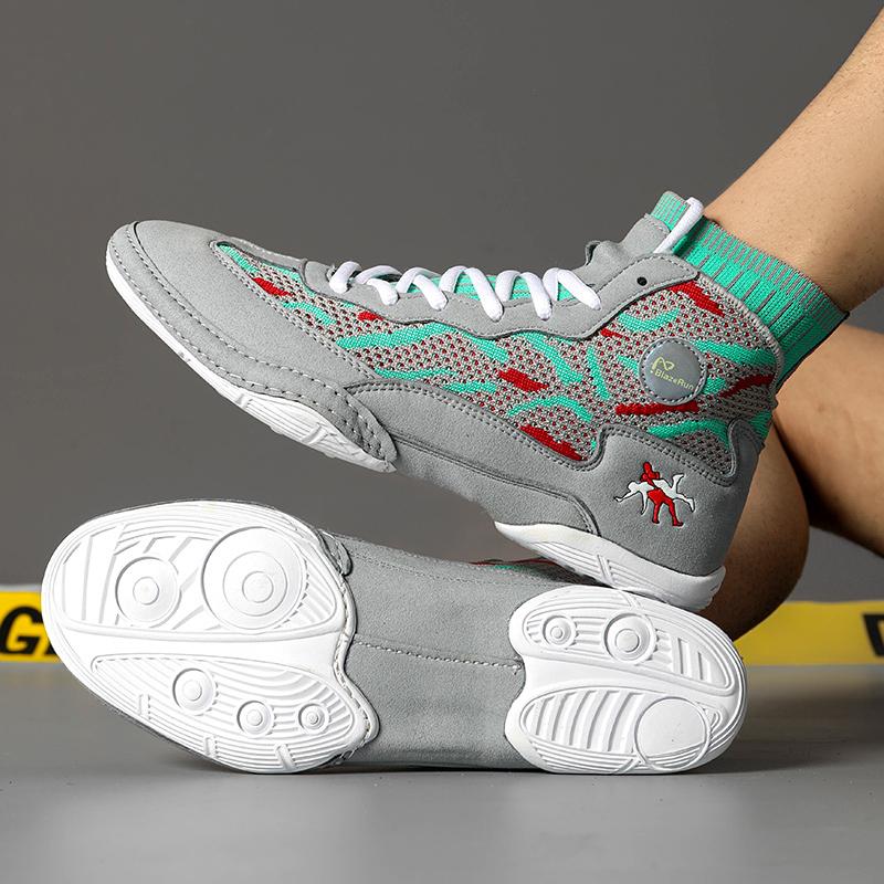 Мужские борцовки, боксерки, подростковые вязаные кроссовки для тренировок в зале, кроссовки для борьбы, боевые тренажеры, нескользящая обувь для тренировок приседаниями