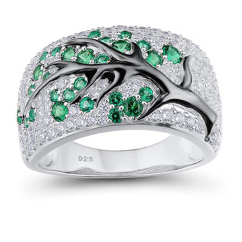 E-Commerce Electroplating Color Separation Branch Ring Creative Inlaid Diamond Women'S Hand Jewelry