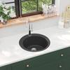 VidaXL Kitchen Sink Granite Single Bowl Round Black Basin Kitchen Sink 142956