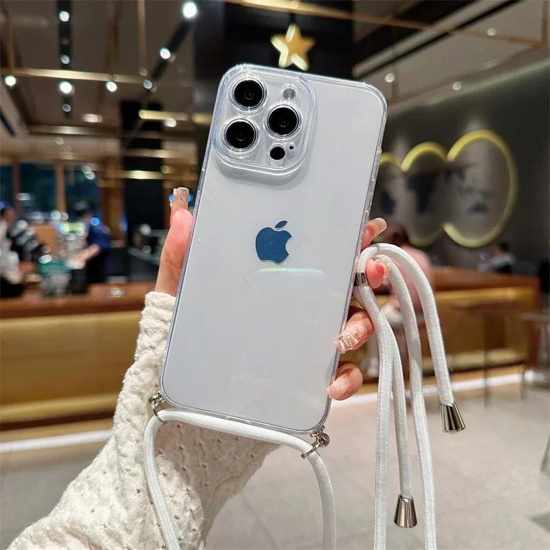 Чехол для телефона с ремешком через плечо, конфетного цвета, для iPhone 17 Air 16 16E 15 14 13 12 11 Pro Max Plus, силиконовый, мягкий ТПУ, задняя крышка