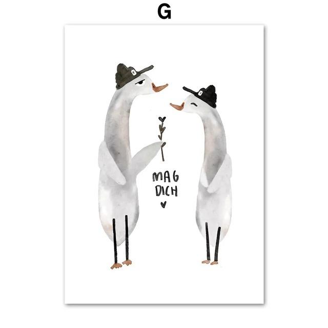 1 шт. кролики настенная живопись на холсте интерьерные картины детская спальня домашний декор медведи воздушные шары милые животные гостиная без рамки